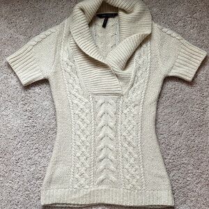 BCBGMaxAzria Ivory Cable Knit Cowl Neck Sweater